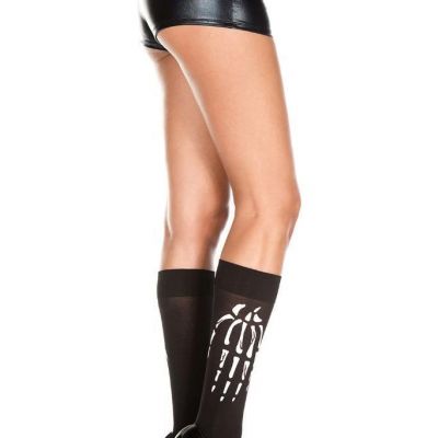 sexy MUSIC LEGS skeleton HANDPRINT bones HALLOWEEN knee HIGHS hi stockings SOCKS